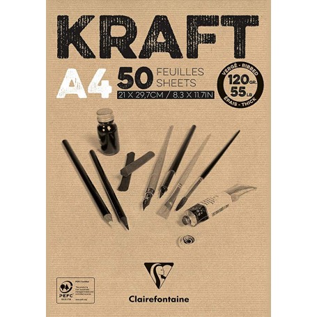 BLOCCO CLAIREFONTAINE A4 50FF 120 GR KRAFT