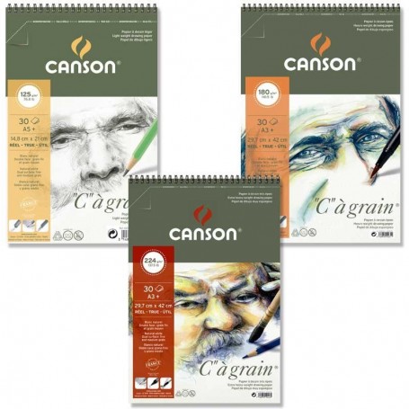 CANSON ALBUM SPIRALATO LATO CORTO "C" A' GRAIN 30F A4+ 125G