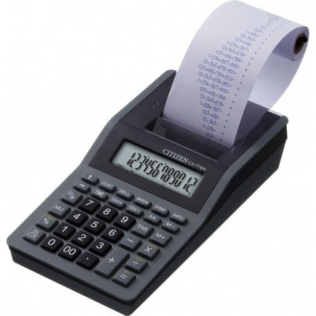 Calcolatrice scrivente CX 77 BN portatile, 12 cifre, adattatore