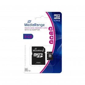 MediaRange Micro SDHC memory card 8 GB CL10 con adattatore