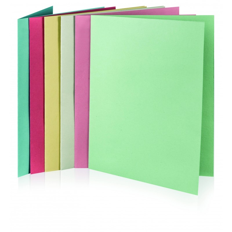 Confezione 50 pz Cartella verde in cartoncino con alette senza elastico