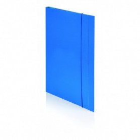 cartella 35x25cm blu in cartoncino lucido con 3 lembi con chiusura ad elastico