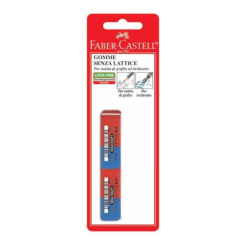 Gomma Faber-castell rossa blu per matita e penna