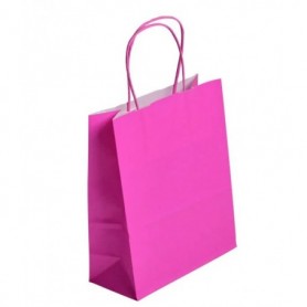50 borse shopper kraft rosa manici ritorti 23+12x30