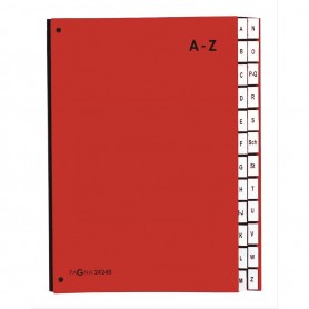 classificatore alfabetico a-z 26,5x34x3,5cm rosso