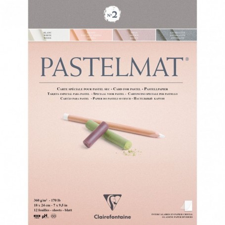 BLOCCO CLAIREFONTAINE PASTELMAT N.2 18X24CM-12FF-360GR-4COL.