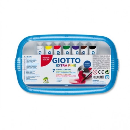 Astuccio giotto tempera extra fine - 7 tubetti da 12ml - colori primari.