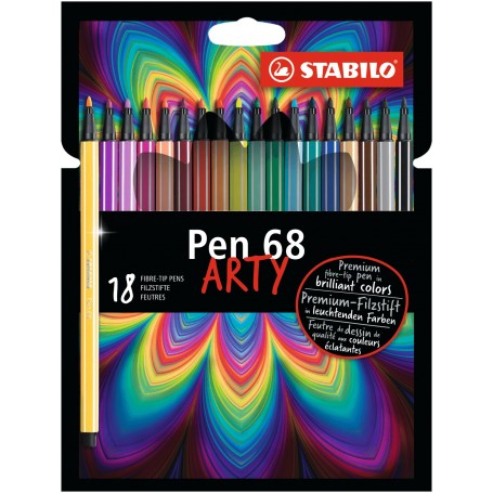 Pennarelli Stabilo Pen 68 Arty - scatola cartone - 18 pezzi.