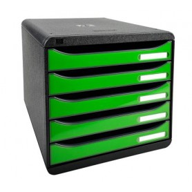 BIG-BOX PLUS - Cassettiera 5 cassetti verde mela glossy - Dimensioni : Prof. 34,7 x Larg. 27,8 x Alt. 27,1 cm