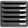 Cassettiera da scrivania BIG BOX plus 5 cassetti - grigio scuro glossy