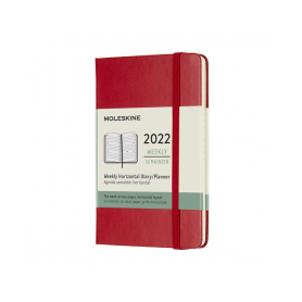 MOLESKINE AGENDA 12 MESI SETTIMANALE ORIZZONTALE POCKET COPERTINA RIGIDA ROSSO  2022