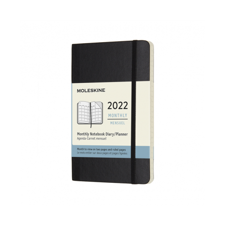 MOLESKINE AGENDA 12 MESI MENSILE POCKET COPERTINA MORBIDA NERO  2022