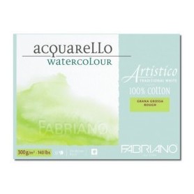 BLOCCO FABRIANO ACQUERELLO coll. 4 lati Artistico Traditional White GRANA GROSSA 12,5x18 300 g/m2