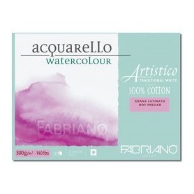 BLOCCO FABRIANO ACQUERELLO coll. 4 lati Artistico Traditional White GRANA SATINATA 12,5x18 300 g/m2