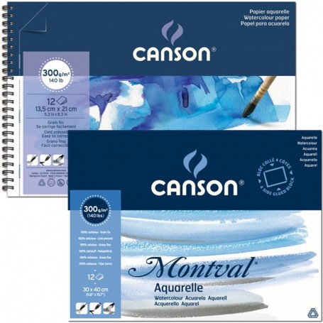 BLOCCO CANSON ACQUERELLO MONTVAL SPIRALATO 12F 24X32 300G