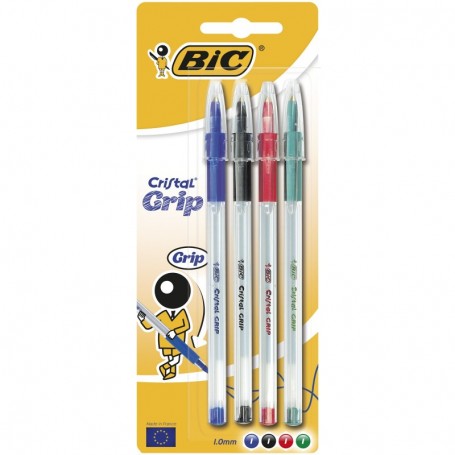 BLISTER 4 BIC CRISTAL GRIP MEDIUM  ASSORTITO