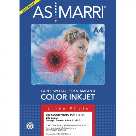 carta inkjet a4 200gr 50fg color photo opaca 8734 marri