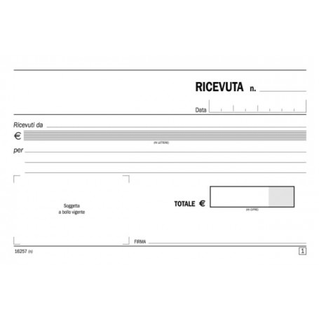 Blocco Ricecevute Denaro 50X2 autoricalcante 10X16,85