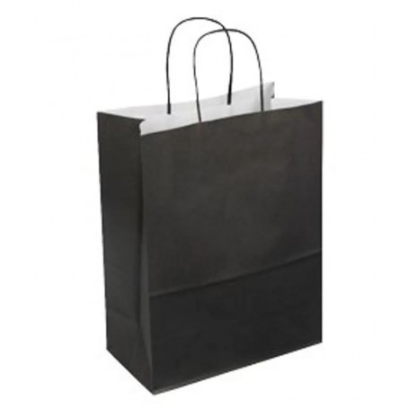 50 borse shopper kraft nero manici ritorti 18+8x22