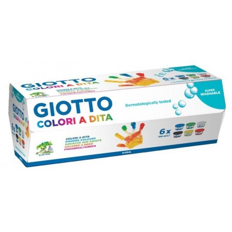 CONFEZIONE 6 BARATTOLI 100 ML - GIOTTO COLORI A DITA 100 ML.