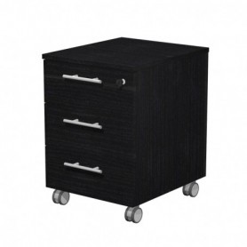 Flora cassettiera 3 cassetti ruote, cm 41,8 x 52 x 61,5 h, nero ven. frassino