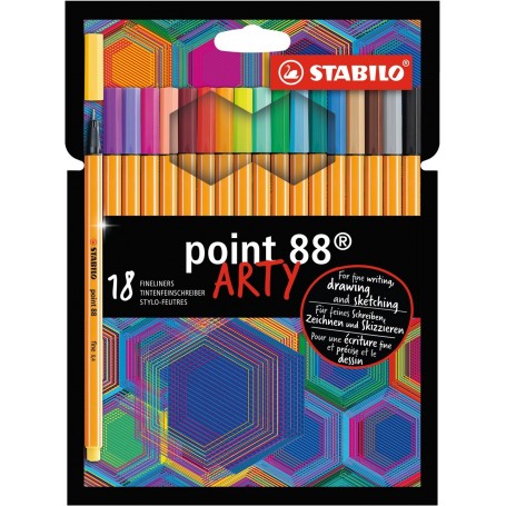 Fineliners Stabilo Point 88 Arty - scatola cartone - 18 pezzi.