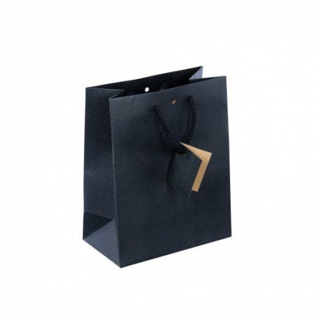 Shopper nero intenso Luxury manici ritorti 18x10x22,7cm