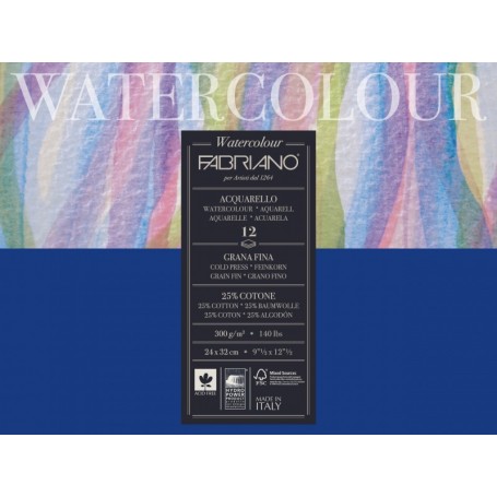 BLOCCO FABRIANO WATERCOLOUR GRANA FINE colla 4 l 20x40