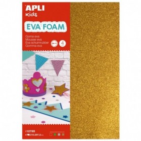 4 Fogli Glitter Gomma Eva 30X20X2