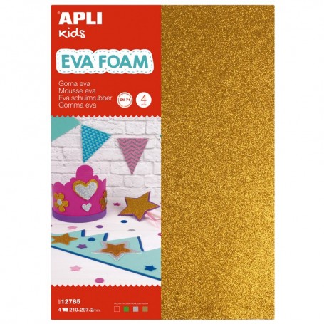 4 Fogli Glitter Gomma Eva 30X20X2