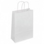 50 borse shopper kraft bianco manici ritorti 14+8x21cm