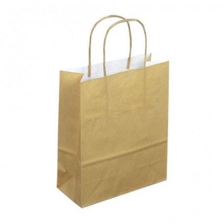 50 Sacchetti kraft oro manici ritorti  23x12x30 90gr Oro