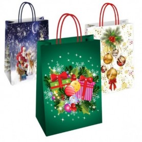 Shopper kraft bianco monolucido stampe natalizie 36X12X41