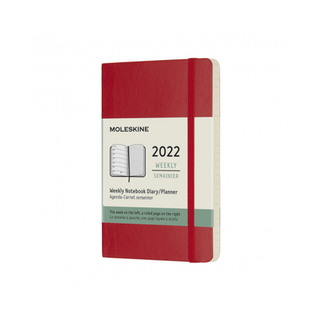 MOLESKINE AGENDA 12 MESI SETTIMANALE POCKET COPERTINA MORBIDA ROSSO  2022