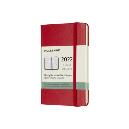 MOLESKINE AGENDA 12 MESI SETTIMANALE ORIZZONTALE POCKET COPERTINA RIGIDA ROSSO  2022