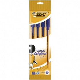 CONFEZIONE 4 BIC CRISTAL ORIGINAL PUNTA FINE 0,8 MM BLU