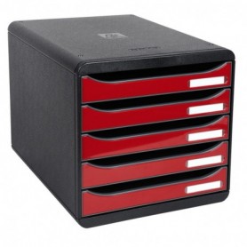 CASSETTIERA DA SCRIVANIA BIG BOX PLUS IDERAMA - 5 CASSETTI - NERO/ROSSO GLOSSY