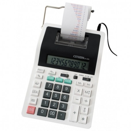 Calcolatrice scrivente da scrivania CX32N, compatta. display LCD a 1 linea,  12 cifre, stampa a 2 colori - con alimentatore. 21