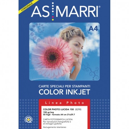 carta inkjet a4 150gr 50fg color photo lucida 8298 as marri