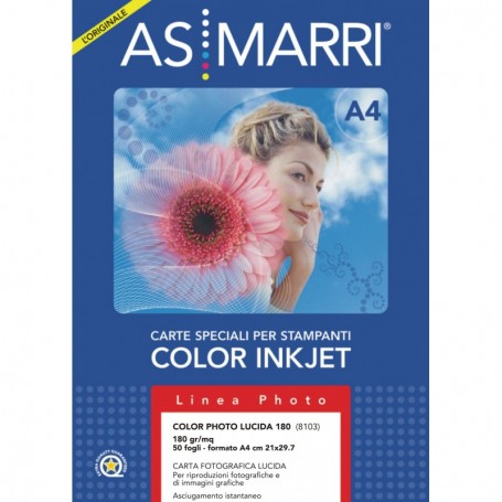 carta inkjet a4 180gr 50fg color photo lucida 08103 marri