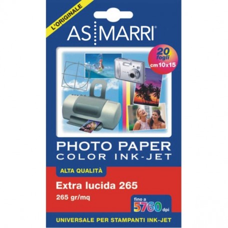 carta inkjet a6 -10x15cm- 265gr 20fg photo lucida 8870 as marri