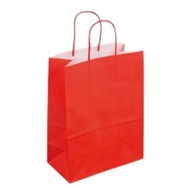 50 borse shopper kraft rosso manici ritorti 18+8x22