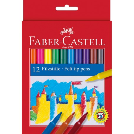 ASTUCCIO IN CARTONE DA 12 CASTELL STANDARD, PUNTA FINE PENNARELLI 12 COLORI