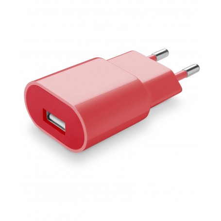 CARICABATTERIA RETE USB 1A ROSA