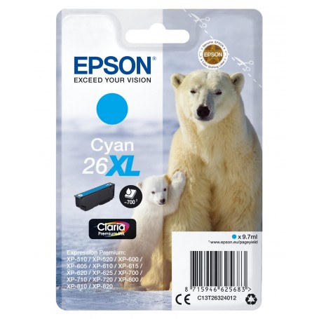 Cartuccia Epson 26 XL -Orso Polare- ciano alta capacità