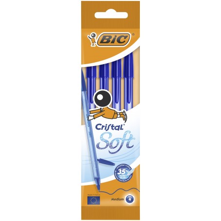 Astuccio 4 BIC CRISTAL SOFT  blu