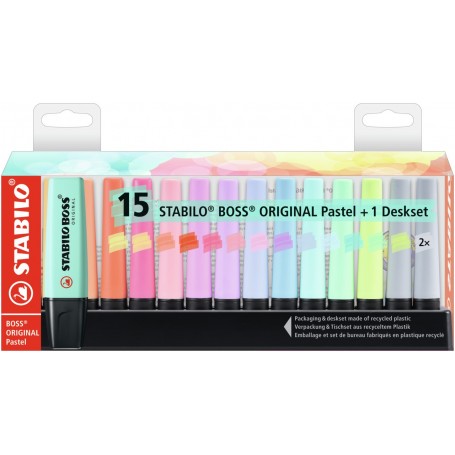 evidenziatori boss pastel deskset 15 pezzi