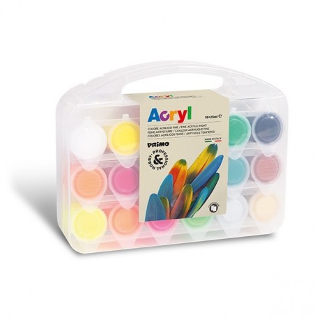 VALIGETTA HOBBY PROFESSIONAL DA 18 COLORI ACRILICI + 2 CARTONCINI TELATI