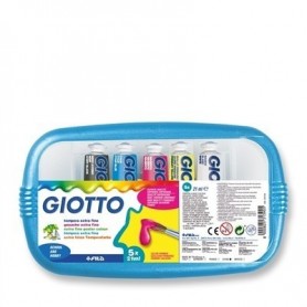 BOX 5 TUBETTI TEMPERA 21ML GIOTTO TUBO 7 ASSORTITO