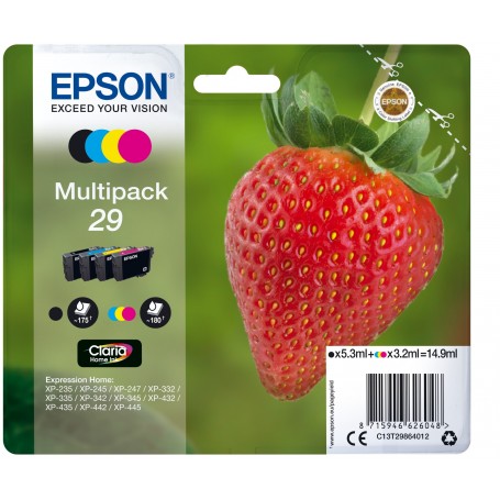 EPSON T29 FRAGOLA PACK 5,3ML BK+3,2ML C+3,2ML M+3,2ML Y